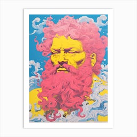  A Drawing Of Poseidon Silk Screen Style 2 Art Print