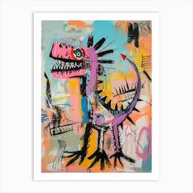Abstract Dinosaur Pink Purple Graffiti Brushstroke Art Print
