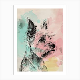 Pastel Norwich Terrier Dog Pastel Line Illustration  1 Art Print