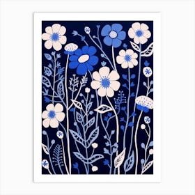 Blue Flower Illustration Gypsophila 3 Art Print