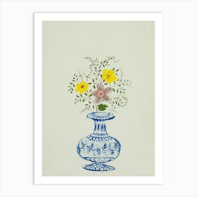 Flowers In A Blue Vase Art Print