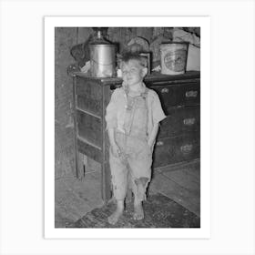 Child Of White Tenant Farmer In Kitchen Of His Home, Mcintosh County, Oklahoma, Notice The Pail Of Lard By Russell Lee Art Print