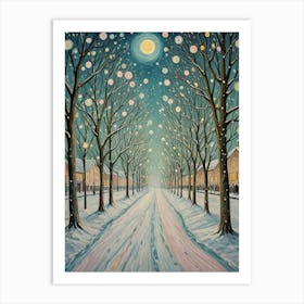 Snowy Street Art Print