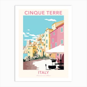 Cinque Terre, Italy, Flat Pastels Tones Illustration 4 Poster Art Print