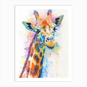 Giraffe Colourful Watercolour 4 Art Print