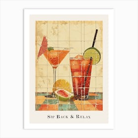 Sip Back & Relax Watercolour Poster Art Print