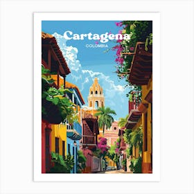 Cartagena Colombia Town Travel Illustration Art Print