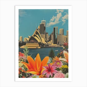 Sydney   Floral Retro Collage Style 2 Art Print