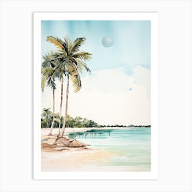 Watercolour Of Playa Paraiso   Cayo Largo Cuba 0 Art Print
