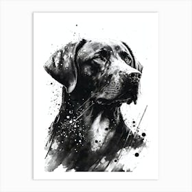Cute Labrador Retriever Black Ink Watercolor Portrait Art Print