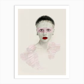 PINK FRILLS - Pastel Fashion Illustration with Red Lips, Piercings and Freckles by "Colt x Wilde"  Art Print