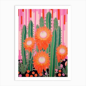 Mexican Style Cactus Illustration Ferocactus Cactus 1 Art Print