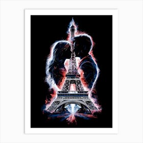 Couple With the Eiffel Tower Art Print