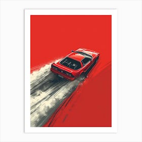 Red Sports Car On A Red Background Art Print