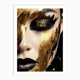 Glamorous Woman With Gold Makeup Art Print