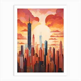 "Urban Sunset Symphony: Painting the Skyline" Art Print