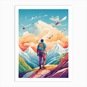 Man Walking In The Mountains Art Print