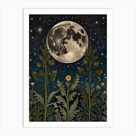 Moonlight In The Garden Style William Morris 1 Art Print 1 Art Print