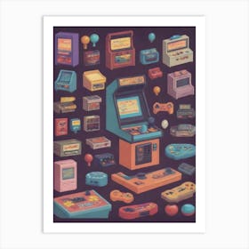 Retro Game Consoles Art Print