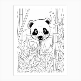 Line Art Jungle Animal Coati 3 Art Print