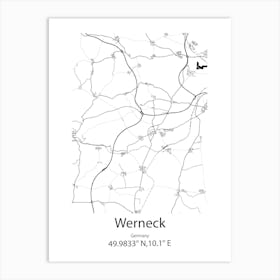 Werneck,Germany Minimalist Map Art Print