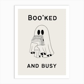 Boo’ked And Busy | Cute Ghost Reading 1 Art Print