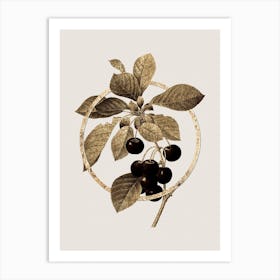 Gold Ring Cherry Glitter Botanical Illustration Art Print