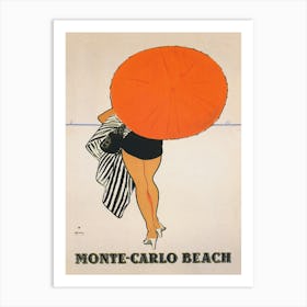 Monte Carlo Beach Vintage Travel Poster 1 Art Print