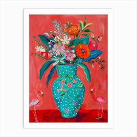 Flamingos In A Vase 2 Art Print