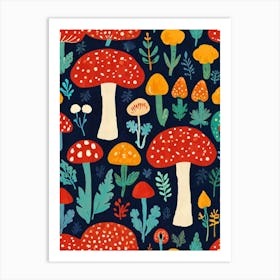 Mushroom Seamless Pattern Art Print