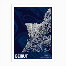 Beirut Crocus Marble Map Art Print