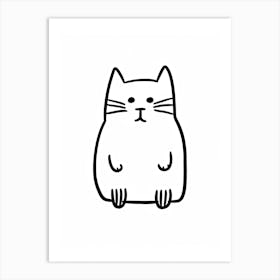 Cat Line Drawing Sketch 3 Art Print