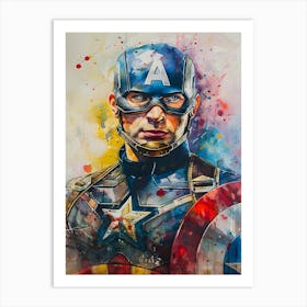 Captain America Portrait Watercolor Art Print