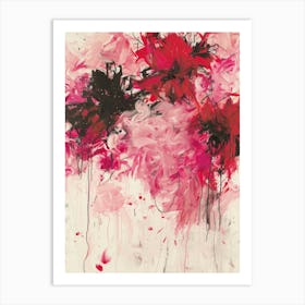 Flowers In Black And Red Art Print