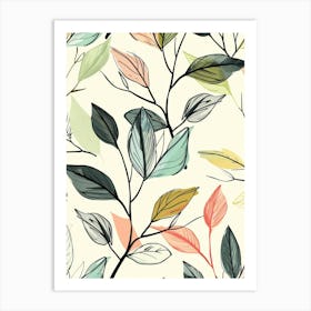 Seamless Pattern With Leaves 6 Art Print