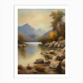 Forest Lake,Vintage Oil Painting,Farm Wall Decorations,Vintage Landscape,Vintage Landscape Oil Painting.10 Art Print