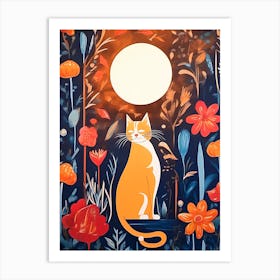 Cat by the Moonlight Art Print