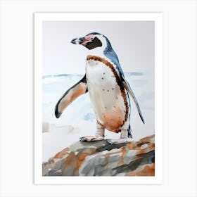 Humboldt Penguin Saunders Island Watercolour Painting 1 Art Print