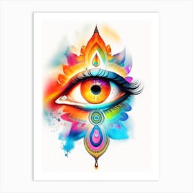 Om Aum, Symbol, Third Eye Watercolour 1 Art Print