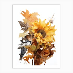 Sunflowers And Leaves Art Print