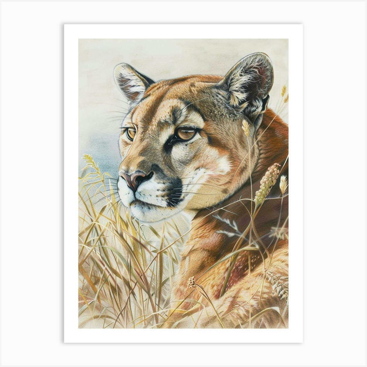Puma Pastel Watercolour 3 Art Print by Critter Crafts