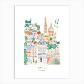 Paris France 2 Gouache Travel Illustration Art Print