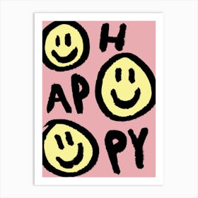 Happy Pink and Yellow Art Print