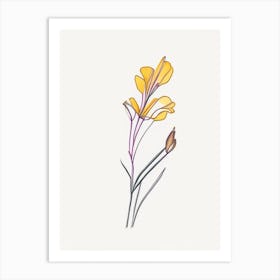 Freesia Floral Minimal Line Drawing 3 Flower Art Print