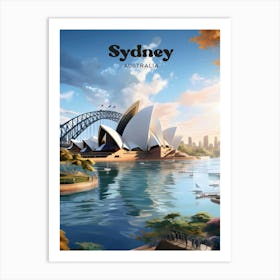 Sydney Australia Summer Modern Travel Illustration Art Print