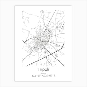 Tripoli,Greece Minimalist Map Art Print