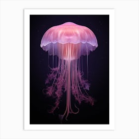 Lions Mane Jellyfish Neon Illustration 10 Art Print