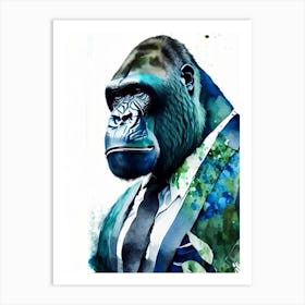 Gorilla In Tuxedo Gorillas Mosaic Watercolour 1 Art Print