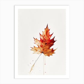 Maple Leaf Minimalist Watercolour 3 Art Print