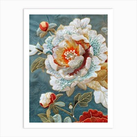 Chinese Flower Embroidery Art Print